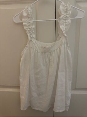 MUMU White Ruffled Strap Sleeveless Top